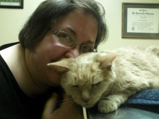 Schmoo and Mommy at vet - heart disease.jpg