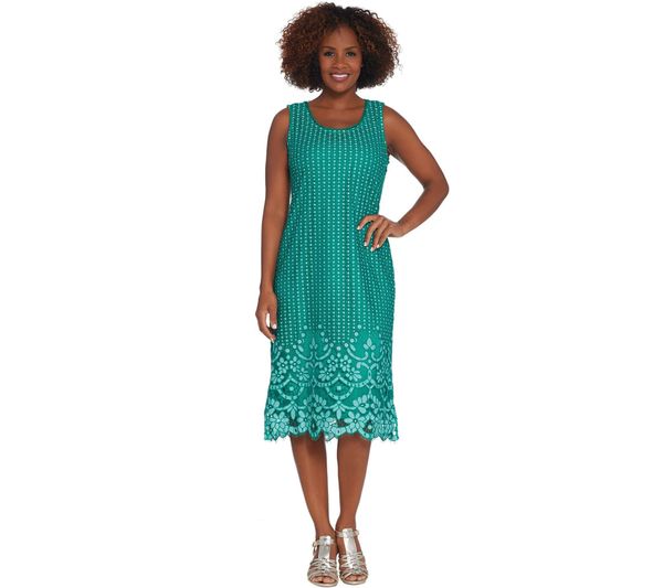 Isaac Mizrahi Live! Regular Engineered Bi-color Lace Midi Dress — QVC.com.html