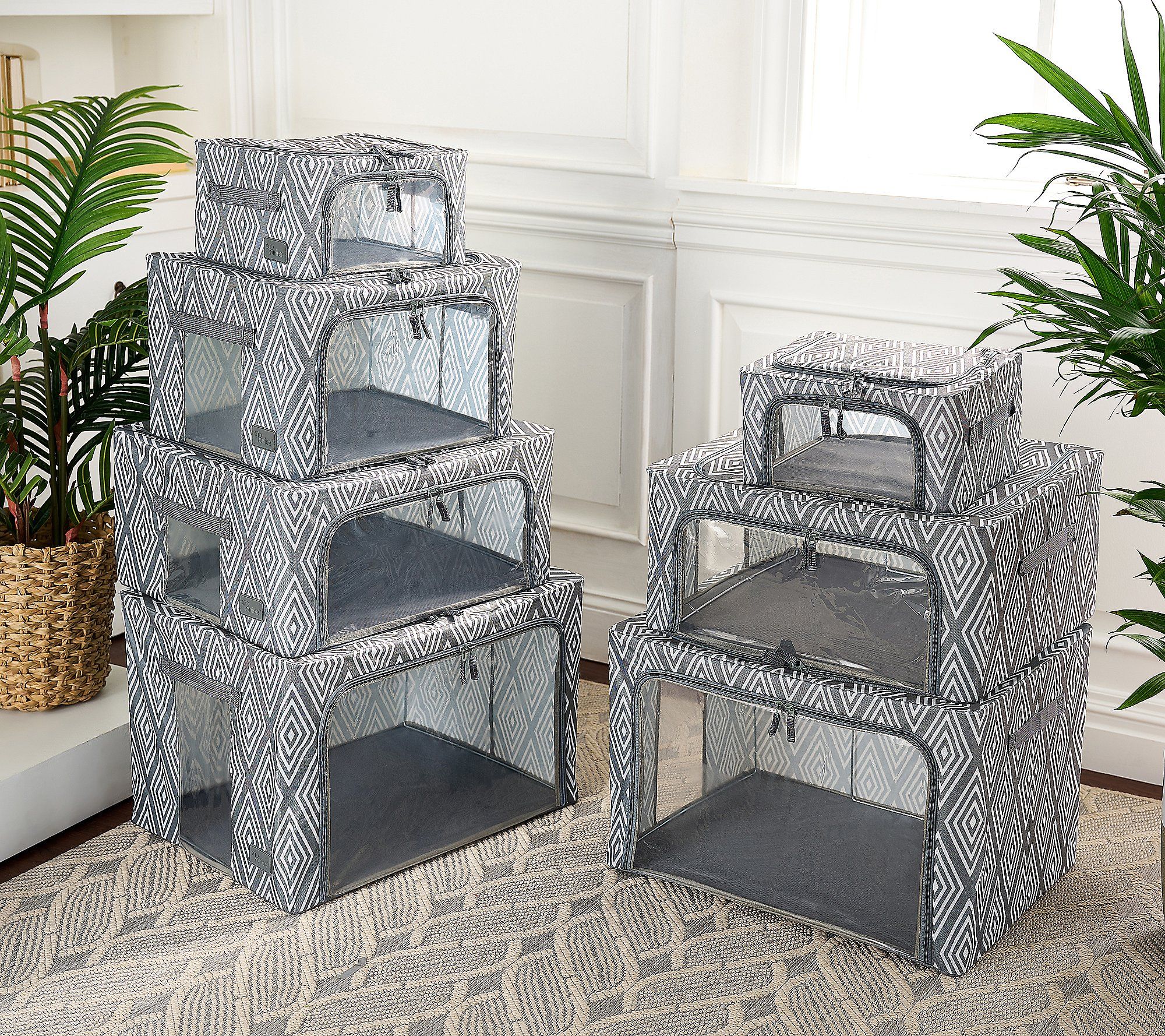 Periea Set of 7 Assorted Collapsible StorageBoxes ,Metallic Marble