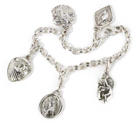 J-70181 Sterling 7¾-inch Saints Medals Charm Bracelet Auto Delivery.jpg
