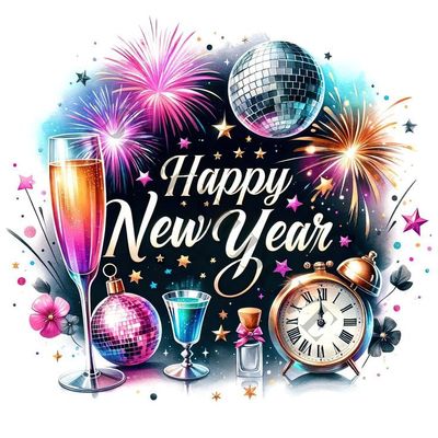 Happy New Year Set 3 Clipart - 12 High Quality PNGs, Memory Book, Junk Journals, Scrapbooks, Digital Planners, Commercial, Sublimation.jpg