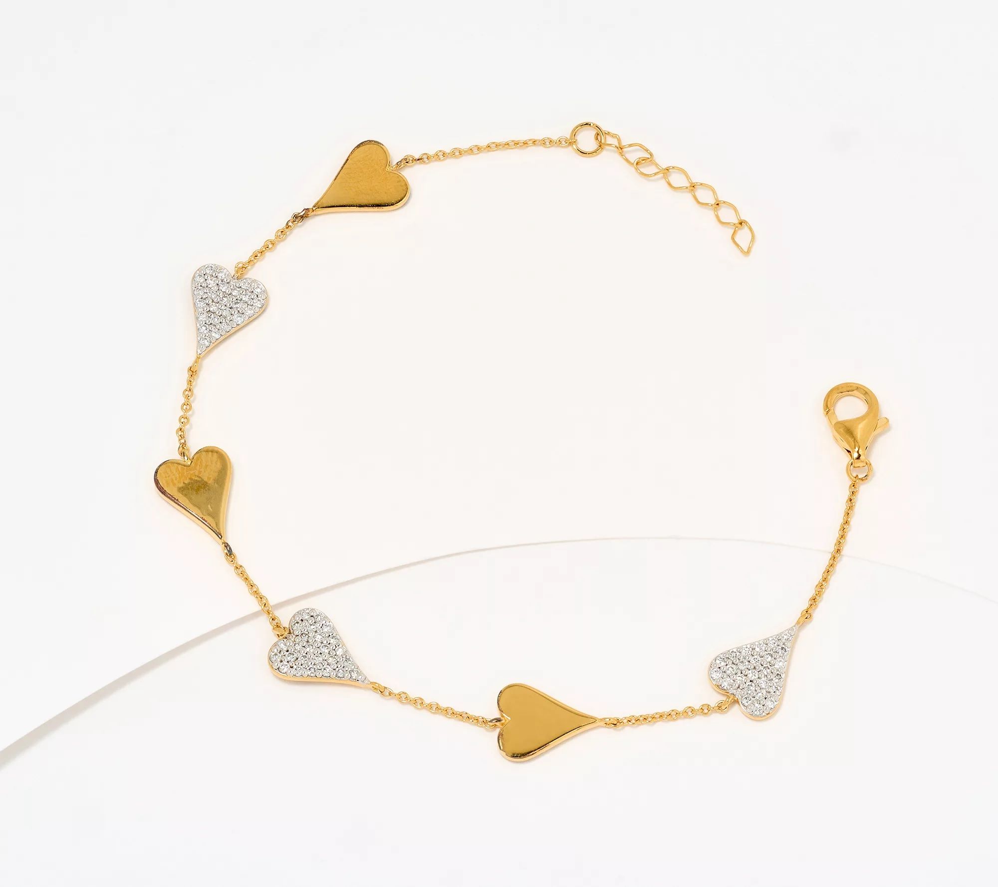 J-452021 Jen by Jennifer Miller Sterling Lab Grown Diamond Heart Station Bracelet.jpg