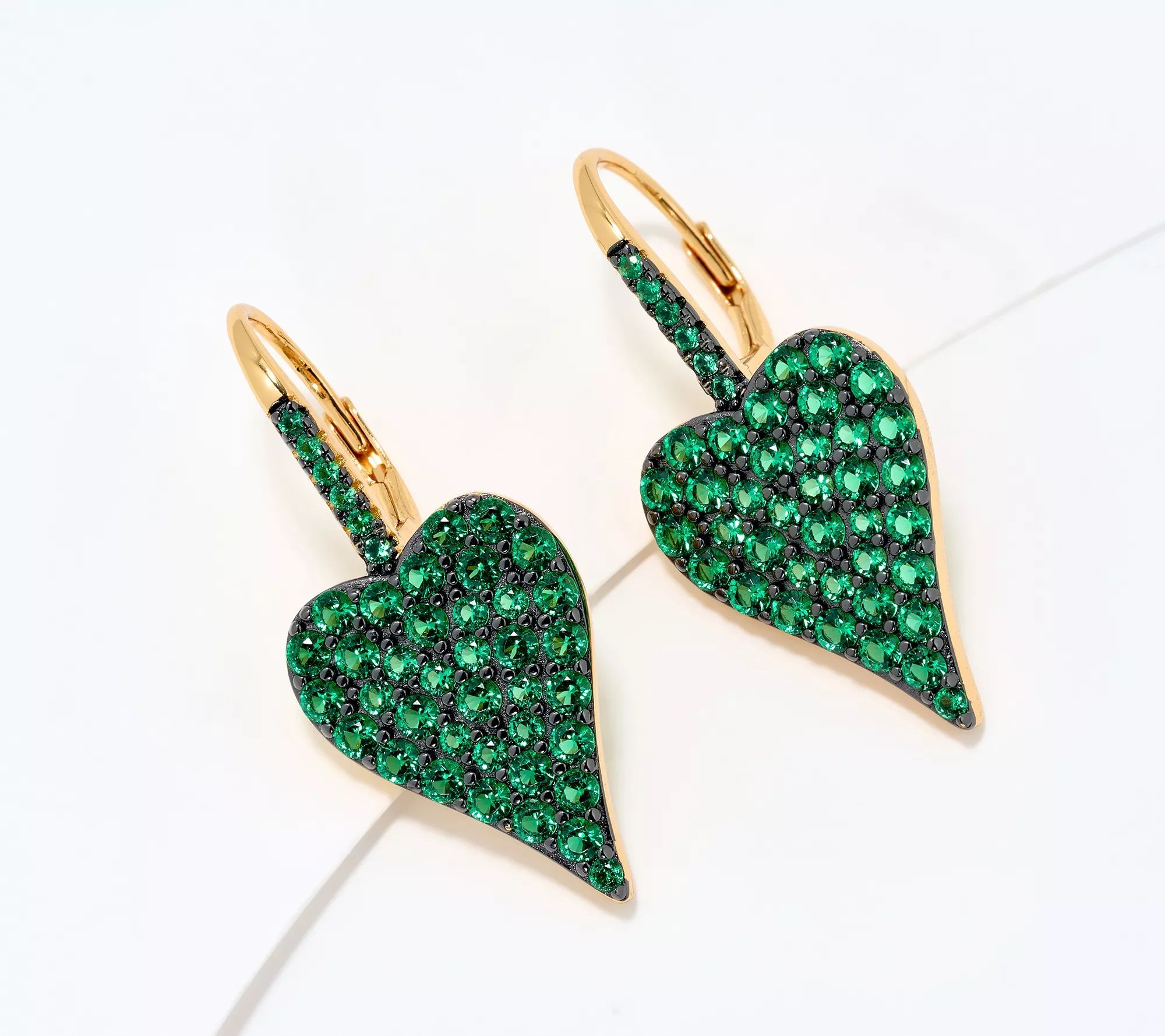 J-454536 Diamonique x Jennifer Miller Sterling Green Signature Heart Lever Back Earrings.jpg