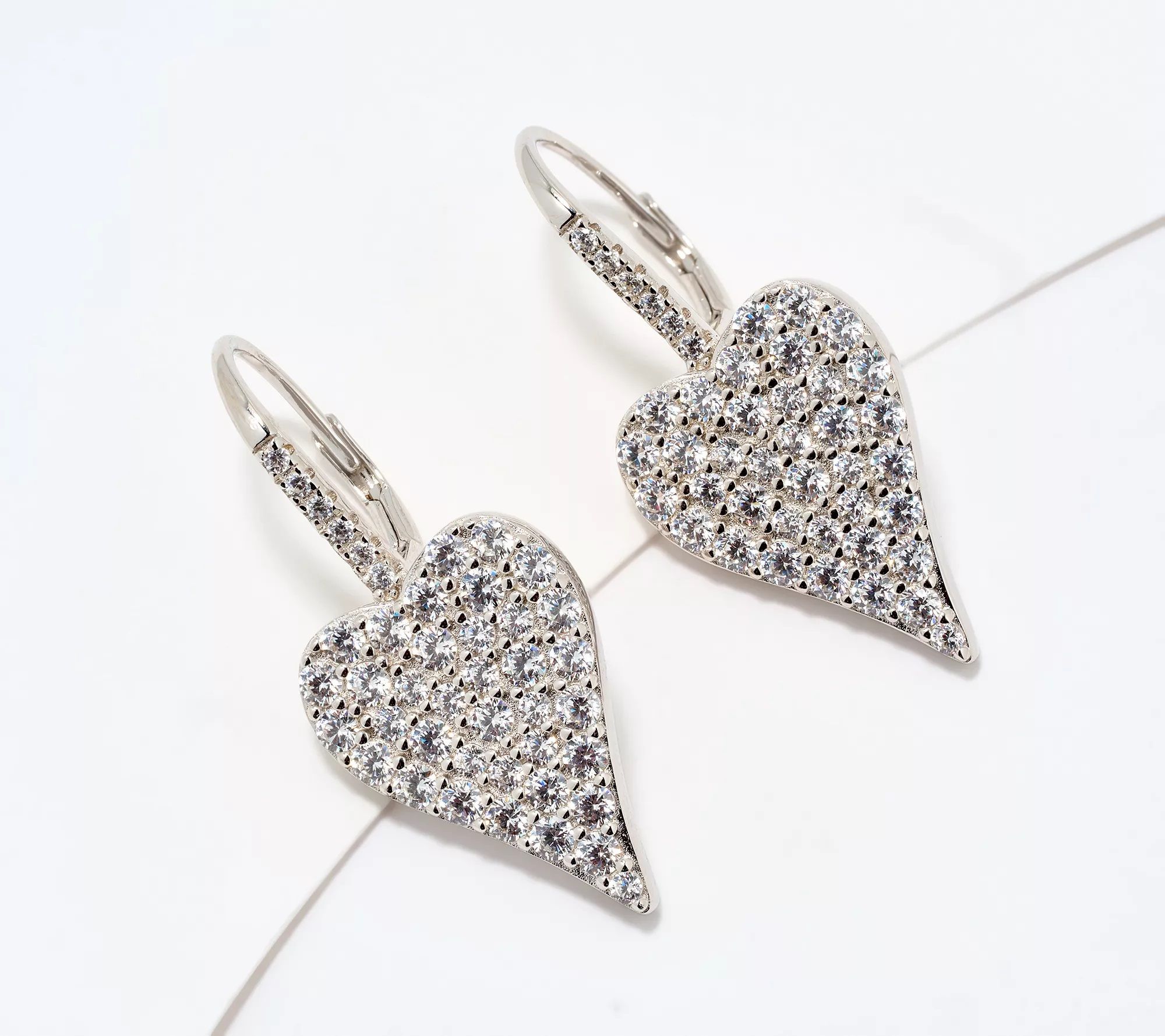 J-454536 Diamonique x Jennifer Miller Sterling White Signature Heart Lever Back Earrings.jpg