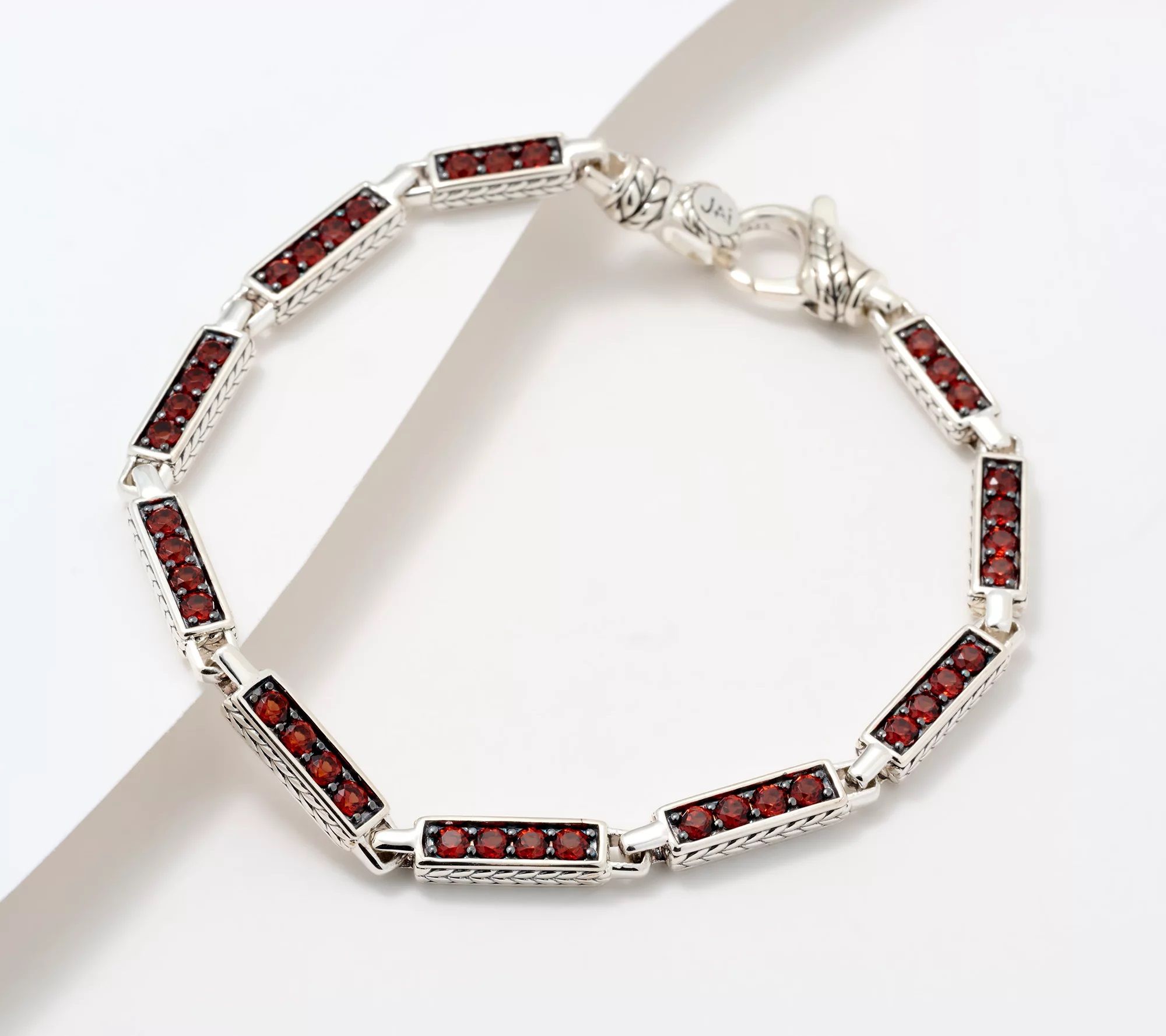 J-455227 JAI Sterling Garnet Link Bracelet.jpg