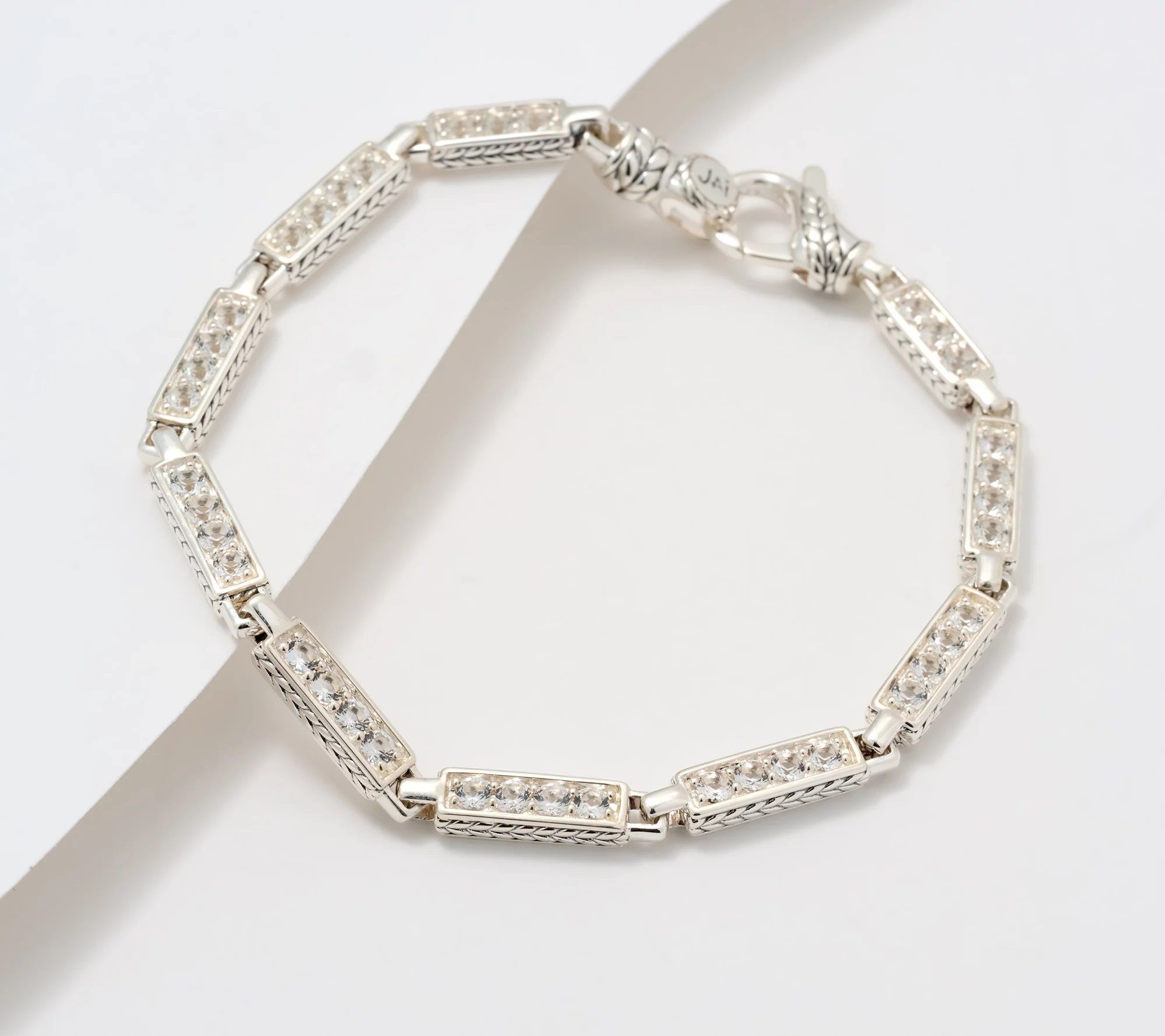 J-455227 JAI Sterling White Topaz Link Bracelet.jpg