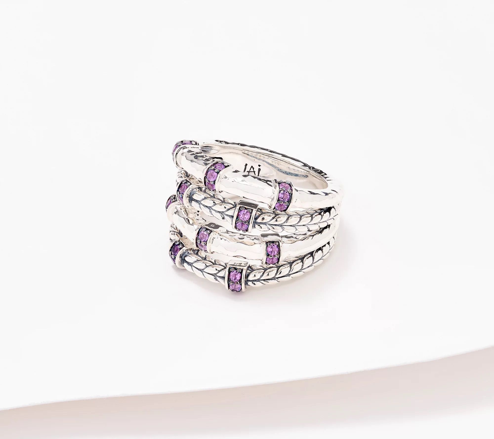 J-455228 JAI Sterling Amethyst Hammered & Basketweave Ring.jpg