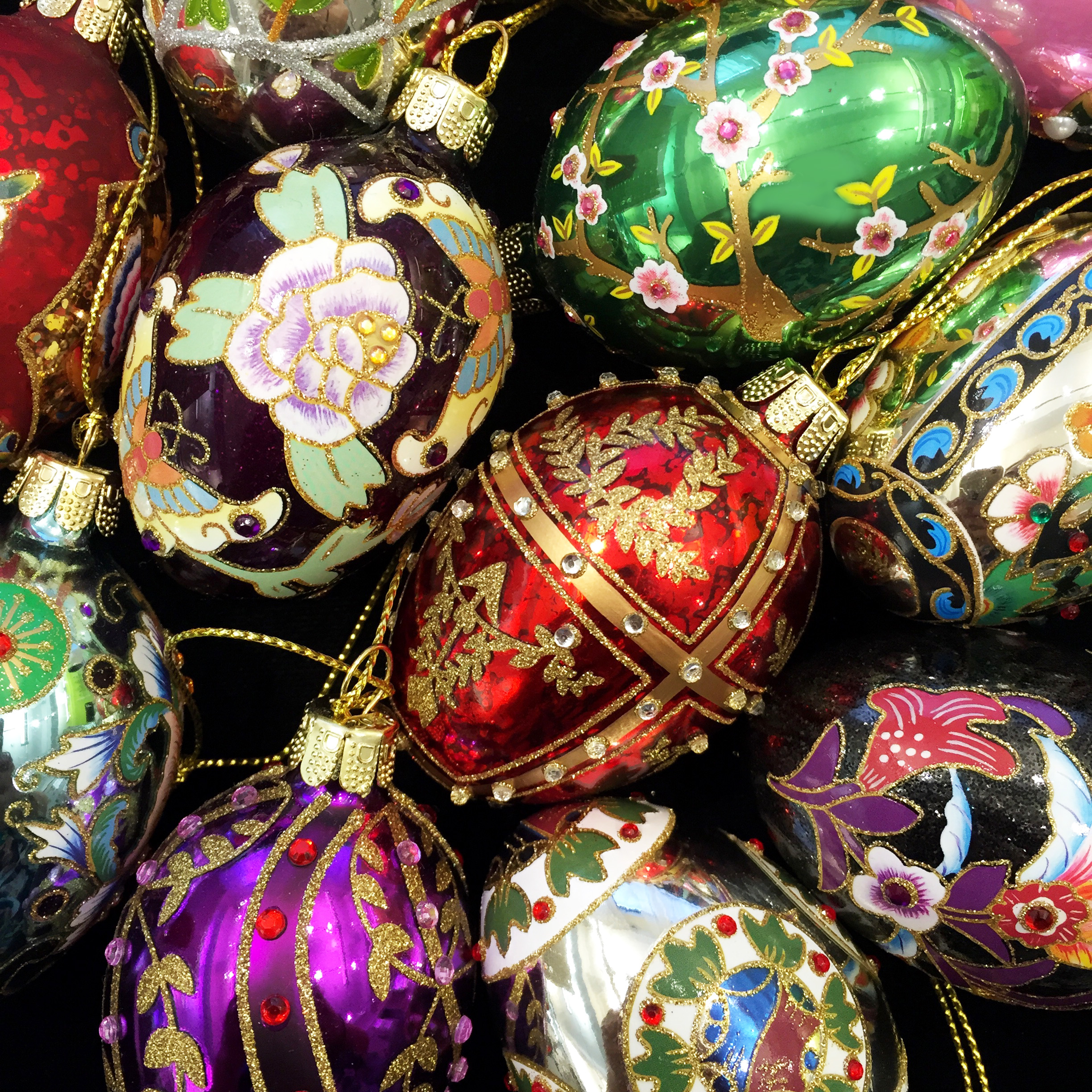 2016 Set of 12 Russian Inspired Mini Egg Ornaments - close up.jpg