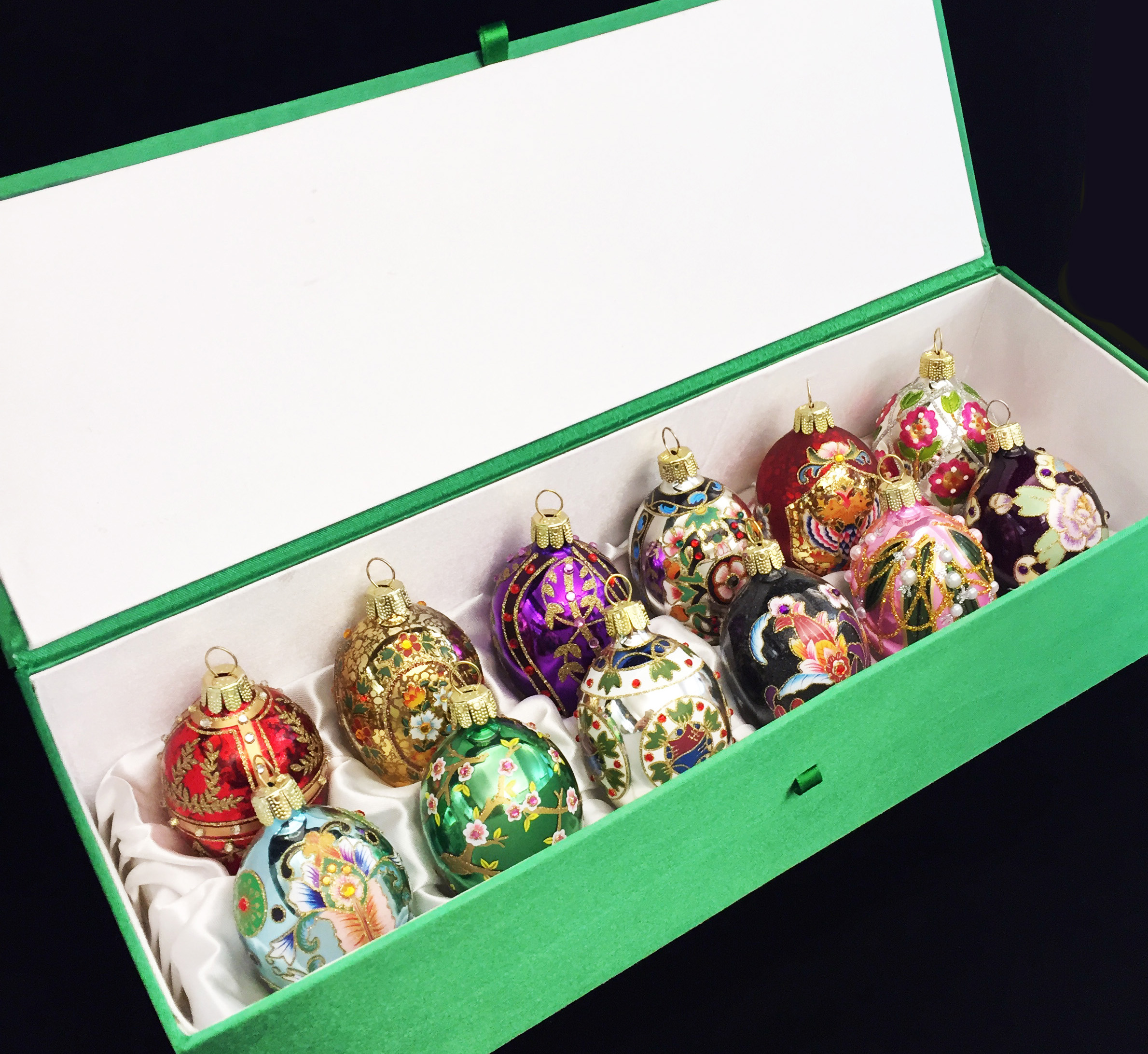 2016 Set of 12 Russian Inspired Mini Egg Ornaments - in box.JPG