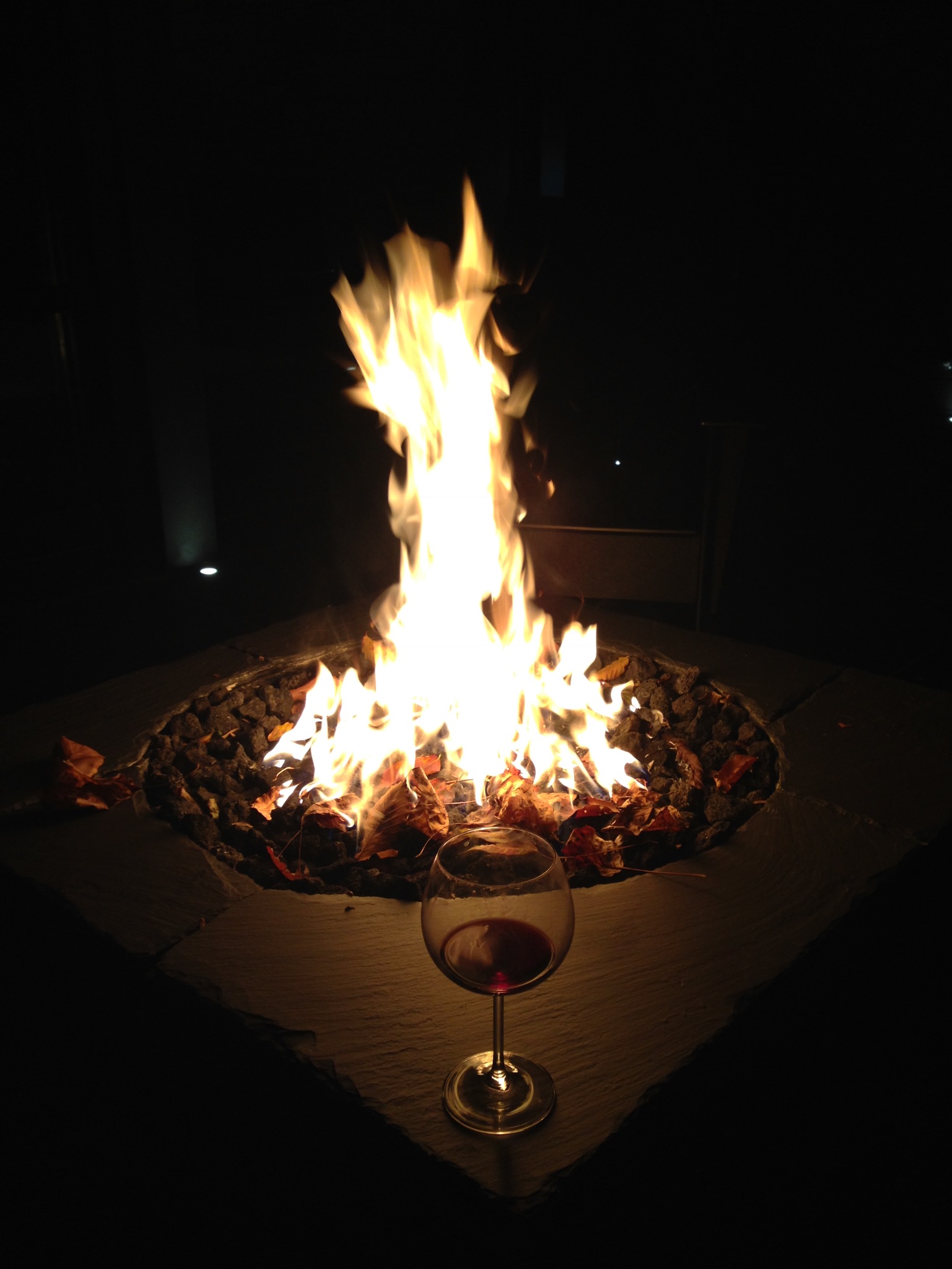 Fire with wine.JPG