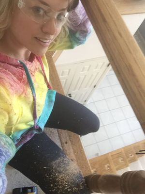 Mary refinising stairs.JPG