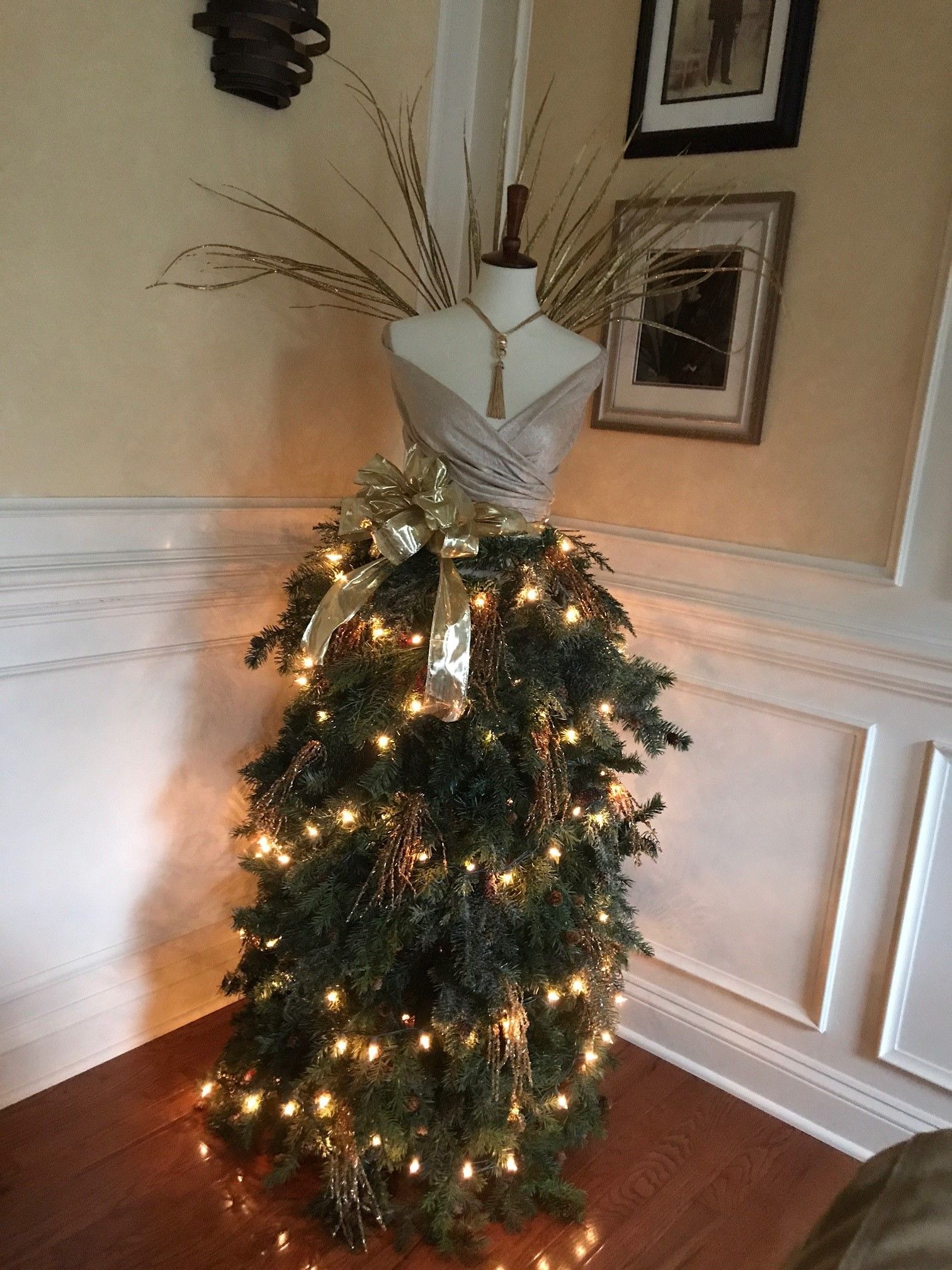 gold dress form christmas tree 9 ft. Pre-Lit Christmas True Gold Metallic Tree with LED Infinity Ligh ·  National Tree Company main image 0